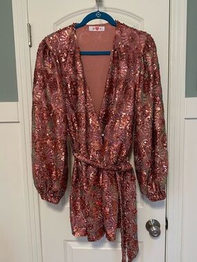 Buddy Love Rose Pink Sequin Wrap Dress